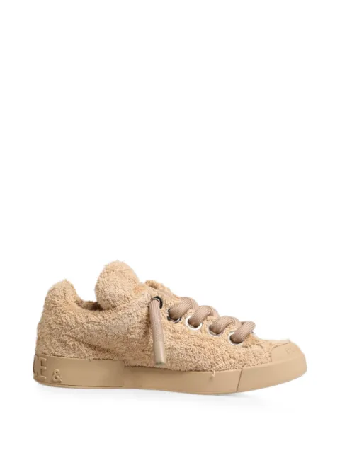 Dolce & Gabbana faux-shearling low-top sneakers Neutrals P01075338