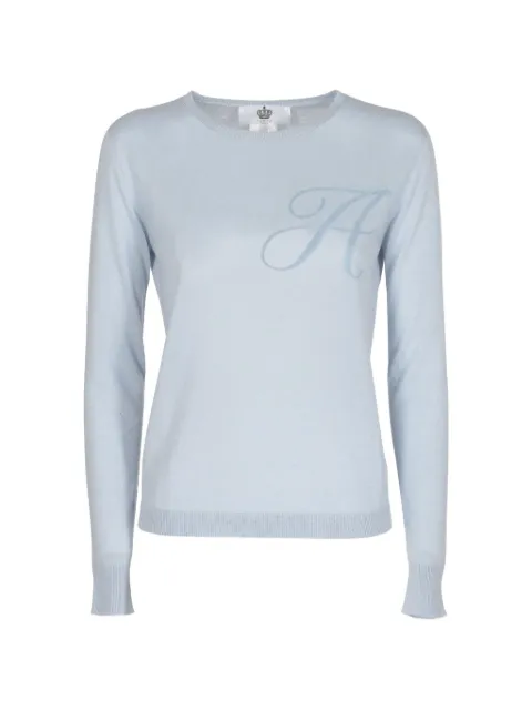 Crown of Edinburg logo-print cashmere sweater Blue ART004