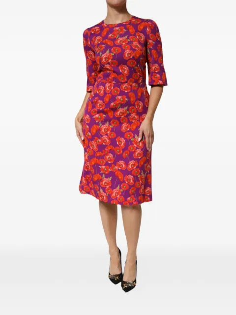 Dolce & Gabbana floral-print silk dress Purple DR82073