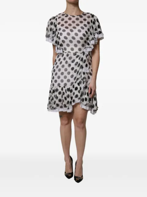 Dolce & Gabbana polka-dot ruffled mini dress White F63X8T