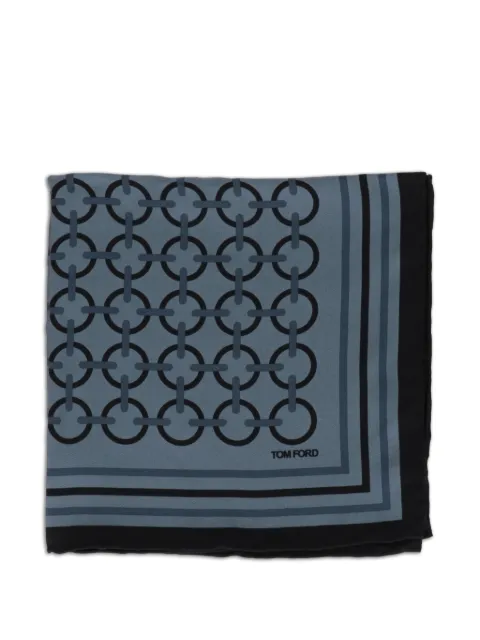 TOM FORD chain-link-print silk pocket square Blue TF3126TF98