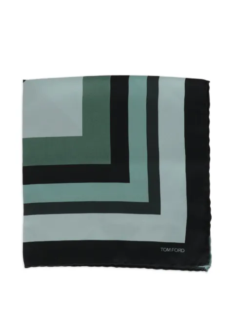 TOM FORD striped logo-print pocket square Black TF3123TF96L