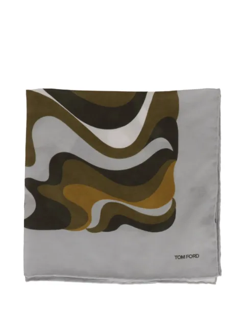 TOM FORD abstract-print pocket square Grey TF3129TF82