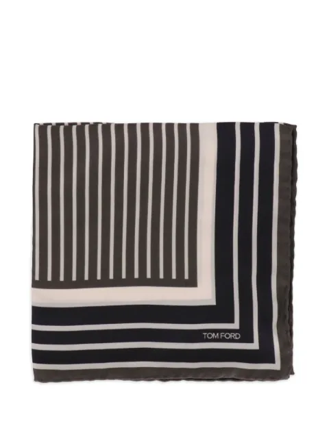 TOM FORD stripped logo-print pocket square Black TF3125TF103