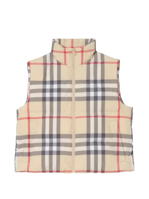 Burberry Check Puffer Gilet Neutrals 8121632