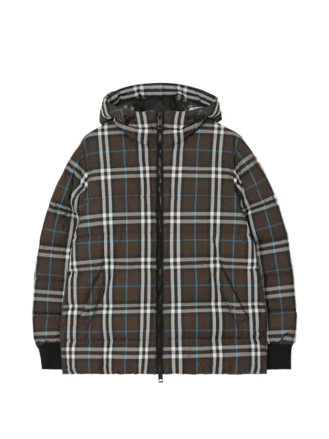 Burberry Check hooded puffer jacket Brown 8121614