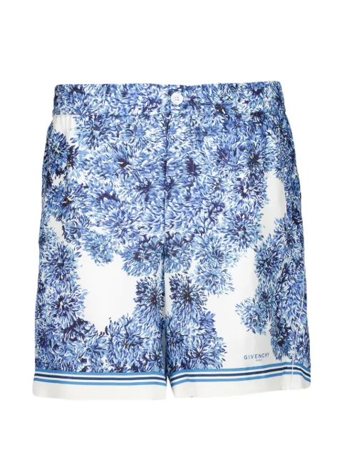 Givenchy Couture Seam bermuda floral-print silk shorts Blue BM51RT1YMF