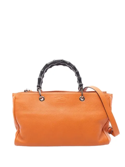 Gucci Pre-Owned 2016-2026 Medium Calfskin Bamboo Shopper satchel Orange 66A0BZ2XQLJ9MSK1