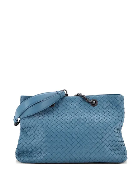 Bottega Veneta Pre-Owned Double Chain Intrecciato Nappa Medium tote bag Blue IPWDTYRMFYQG1M1E