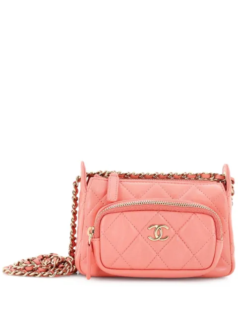 CHANEL Pre-Owned CC Front Pocket Zip Clutch with Chain Quilted Lambskin Mini shoulder bag Pink HWSWN4WX4TS6QSGF
