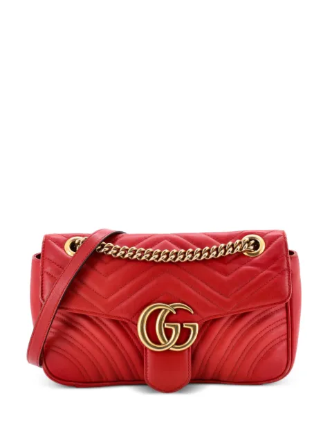 Gucci Pre-Owned GG Marmont Flap Bag Matelasse Leather Medium shoulder bag Red 2CNHZV4X9TNF3GWX
