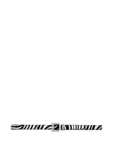ANINE BING zebra-print square-buckle belt Black A1211440