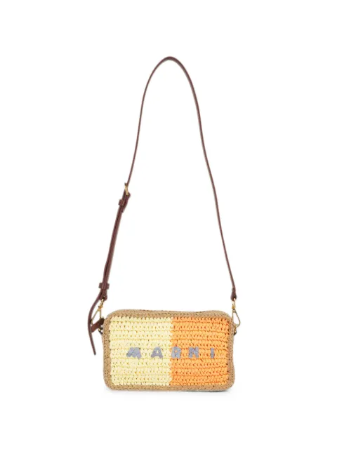 Marni Seaside logo-embroidered woven crossbody bag Yellow SBMP0276U0ZP198