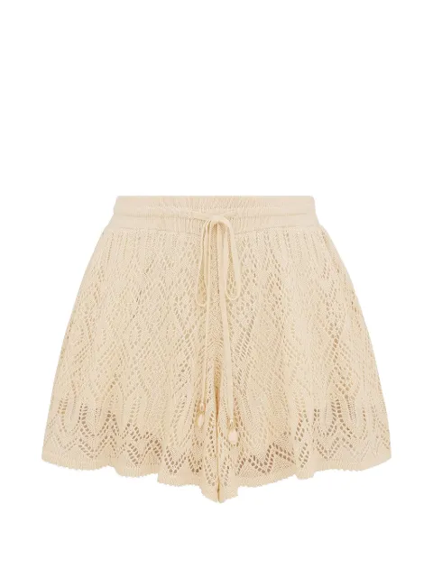 ZIMMERMANN Mahon crochet-knit drawstring shorts Neutrals 8702ASS263