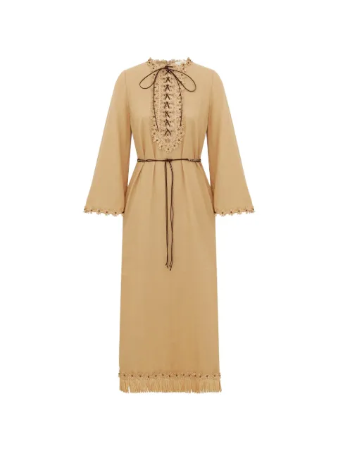 ZIMMERMANN lace-up floral-appliqué dress Neutrals 7540DSS263