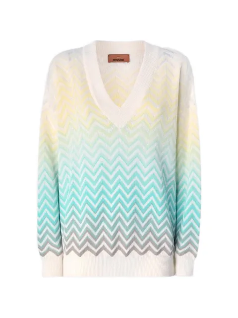 Missoni ombré-chevron V-neck sweater Blue DS26SN0WBK01HE