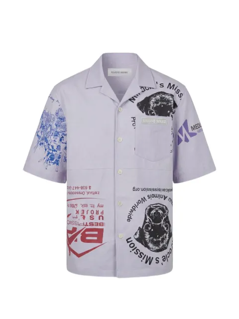 Marine Serre Upcycled Scout tote bags SS bowling shirt Blue USI028AUWOV0009GR30
