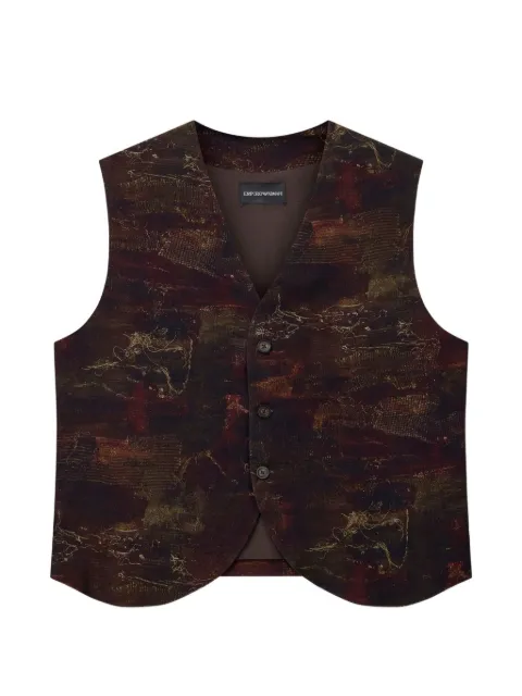 Emporio Armani abstract-print bead-embellished waistcoat Brown EM005622TE21470P6013