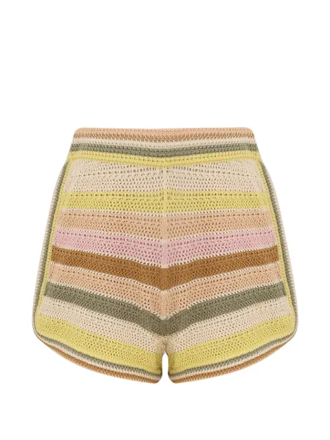 ZIMMERMANN Indra stripe crochet shorts Neutrals 9189ASS262