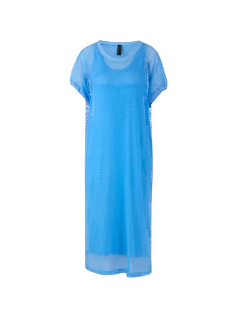 MARCCAIN mesh-overlay midi dress Blue AS2144J65
