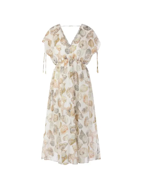 MARCCAIN seashell-print midi dress White AC2147W49
