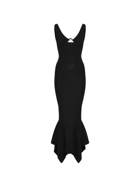 Marine Serre crescent-moon ribbed-knit maxi dress Black WDR461ACKNI0546BK99