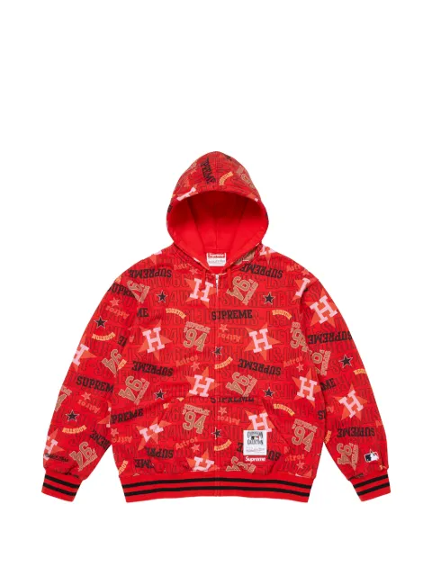 Supreme x Mitchell & Ness logo-print hoodie Red SU27716