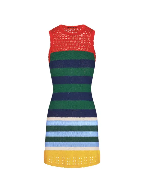 Simon Miller Yvonne striped crochet-knit mini dress Blue W46874152