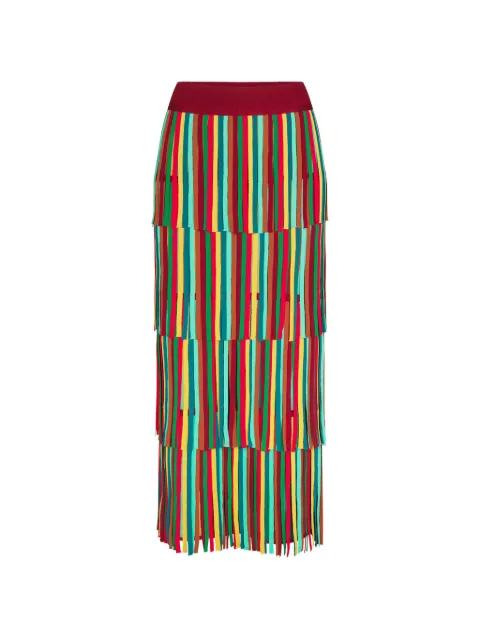Simon Miller Za Za fringe-trimmed straight maxi skirt Red W21296051