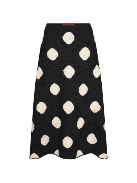 Simon Miller Zorah crochet polka-dot A-line midi skirt Black W21274139