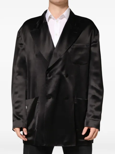 Dolce & Gabbana double-breasted silk blazer Black G2TR6TFU1NG