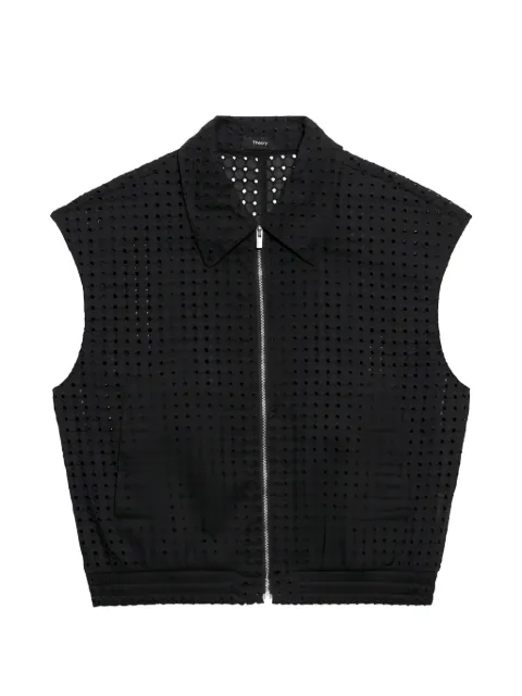 Theory broderie-anglaise zip-up gillet Black Q0304103