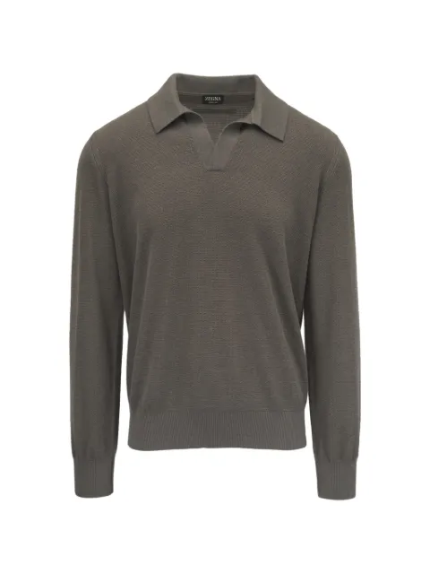 Zegna fine-knit polo-collar sweater Grey UHH95A3131N97