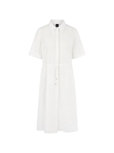MARCCAIN chevron-pattern drawstring midi dress White AA2106W04