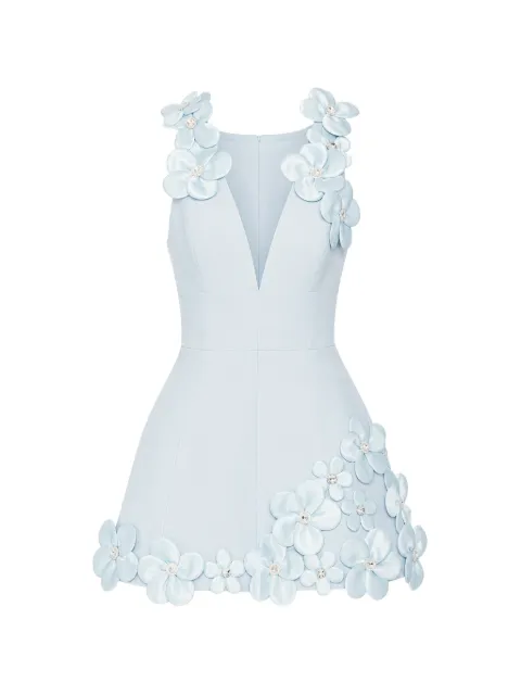Bronx and Banco Estelle floral-appliqué V-neck mini dress Blue BB26S071PB