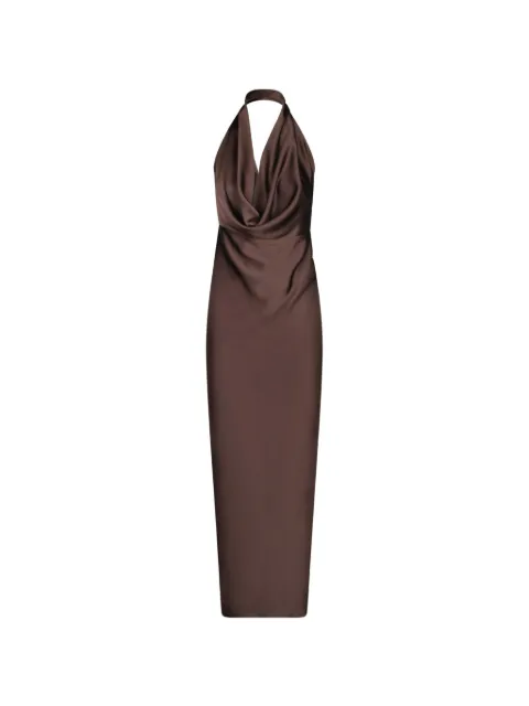 Blanca Vita cowl-neck halter-neck midi dress Brown ARTEX2604