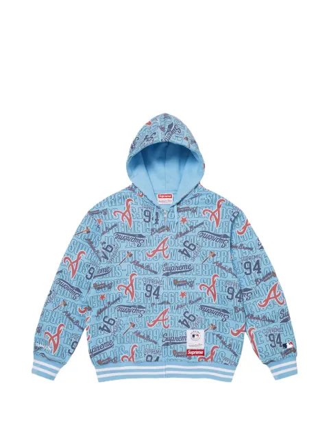 Supreme x Mitchell & Ness logo-print hoodie Blue SU27717