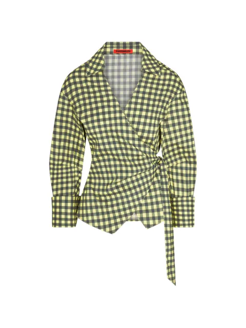Simon Miller Anya gingham-print wrap blouse Yellow W34973170