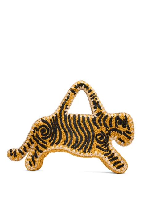 Simon Miller tiger-shaped raffia tote bag Orange S10759257