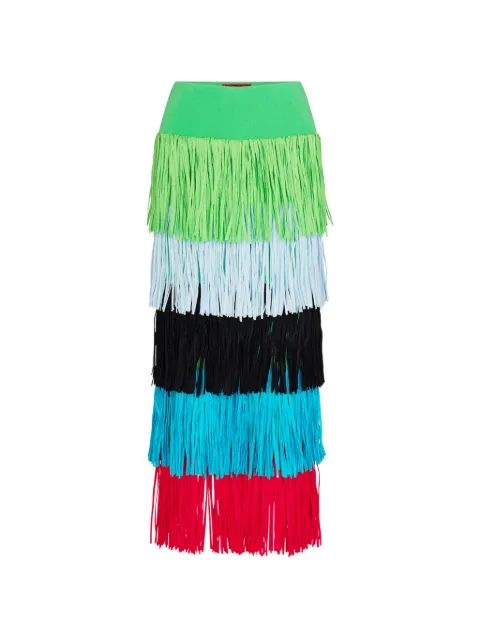 Simon Miller Dio fringe-trimmed knitted midi skirt Green W21184149