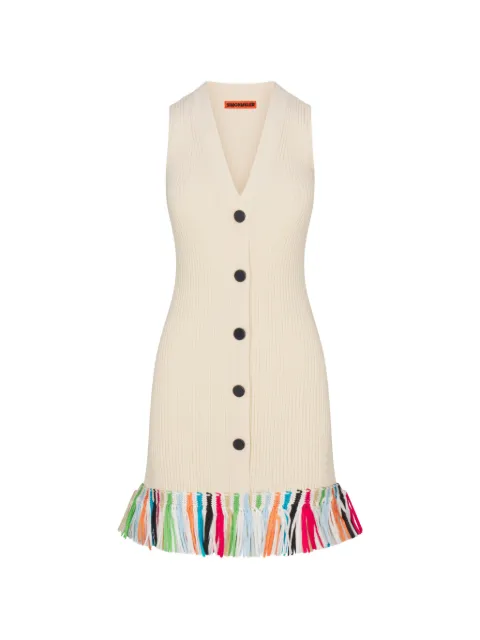 Simon Miller Maven fringe-trimmed knitted mini dress Neutrals W46854149
