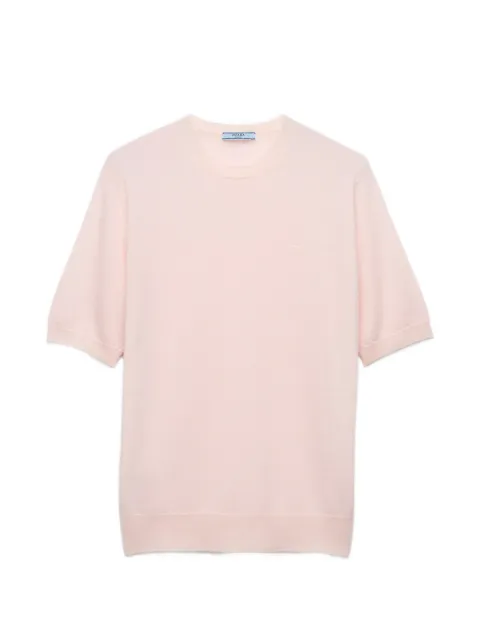 Prada short-sleeved cashmere T-shirt Pink P24E3GSOOO1958