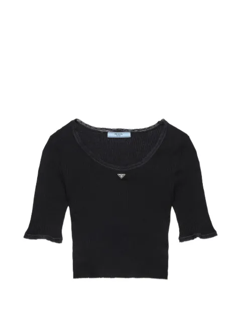Prada cropped ribbed cotton T-shirt Black P24D3LSOOO17LA