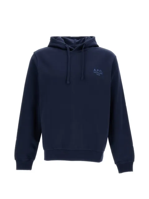 A.P.C. logo-embroidered drawstring hoodie Blue COHGRM27914