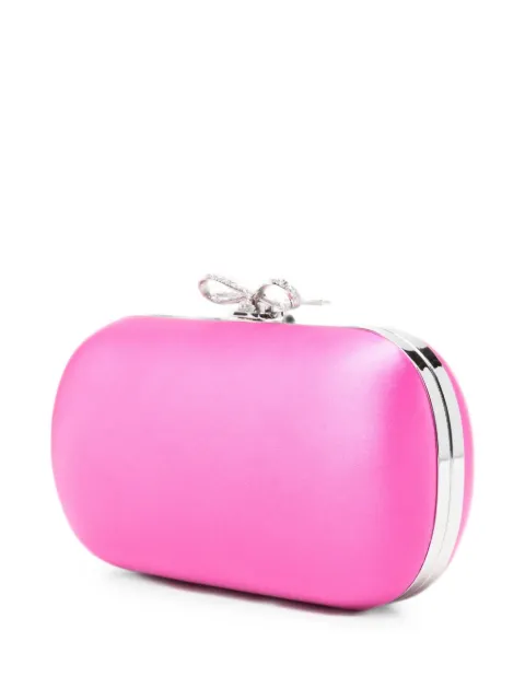 Self-Portrait Bow-detail satin clutch bag Pink PF26327P