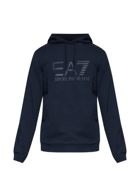 Ea7 Emporio Armani logo-print drawstring hoodie Blue 7M001413AF22266