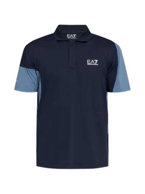 Ea7 Emporio Armani logo-print panelled polo shirt Blue 7M002493AF1