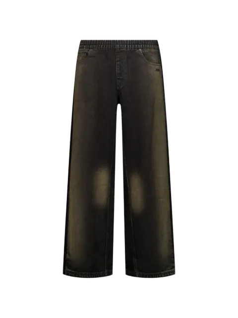AVAVAV x adidas Originals logo-embroidered faded-effect jeans Brown AVDENIMPANTSBRWN