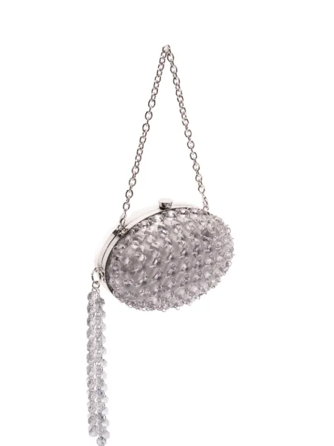 Self-Portrait Oval crystal-chain clutch bag White PF26322AGR