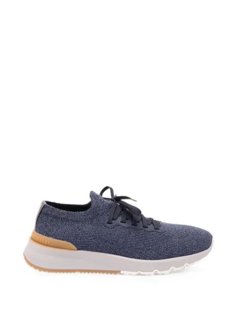 Brunello Cucinelli knitted lace-up sneakers Blue MZUWLBO253COU50